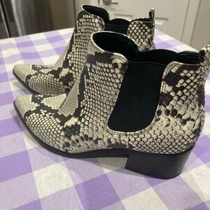 Nine West Black and Cream Snakeskin Ankle Booties
